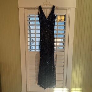 Navy Sequin Gown/ prom dress